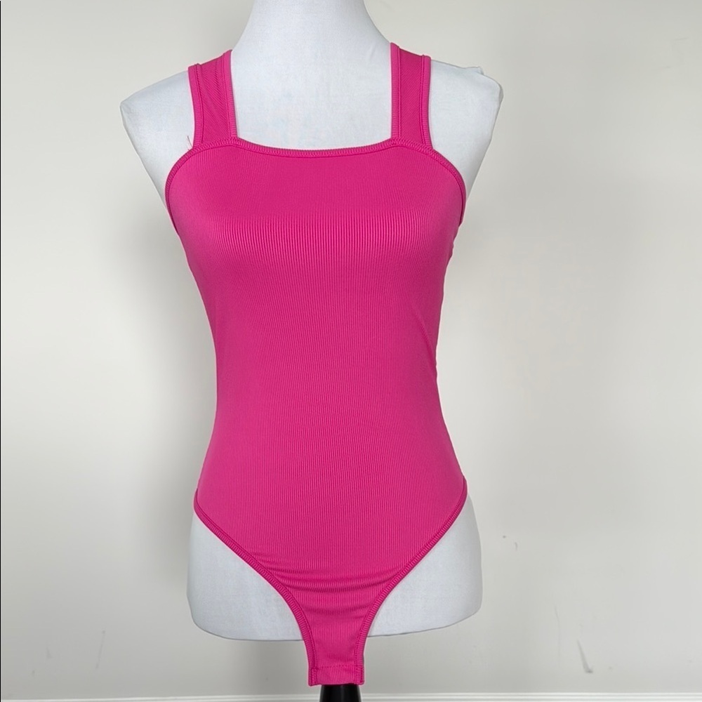 SHEIN Hot Pink Ribbed Bodysuit‎ Sz XS